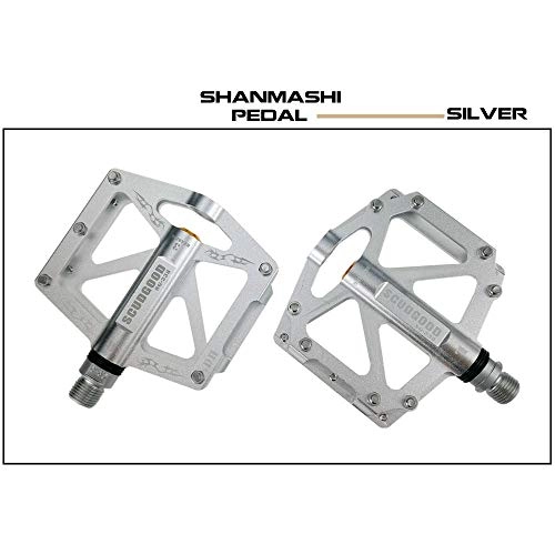 Mountain Bike Pedal : Huangwanru Pedals Mountain Bike Pedals 1 Pair Aluminum Alloy Antiskid Durable Bike Pedals Surface For Road Bike 6 Colors Durable Pedals (Color : Silver)