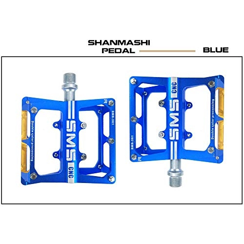 Mountain Bike Pedal : Huangwanru Pedals Mountain Bike Pedals 1 Pair Aluminum Alloy Antiskid Durable Bike Pedals Surface For Road Bike 8 Colors Durable Pedals (Color : Blue)