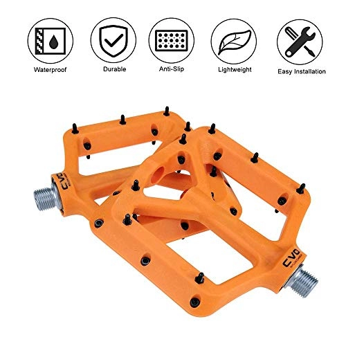 Mountain Bike Pedal : HUATINGRHPM Mountain Bike Pedals, Nylon Bicycle Pedals Road Bike Pedals with Sealed Bearings Pedals Axle Diameter 9 / 16 Inch, for All Types of Bicycles, Orange