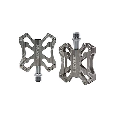 Mountain Bike Pedal : Huijunwenti Mountain Bike Pedals, Ultra Strong Colorful CNC Machined 9 / 16" Cycling Sealed 3 Bearing Pedals, Simple Design, Multiple Colors The latest style, and durable (Color : Gray)