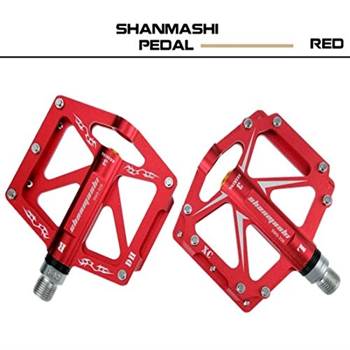 Mountain Bike Pedal : Hungrybubble Double-sided Three Bearing Mountain Bike Pedal Aluminum Alloy Pedal Pedal Road Fixed Gear Bicycle Pedal (Color : Red)