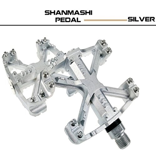 Mountain Bike Pedal : Hungrybubble Fixed Gear Bicycle Pedal Aluminum Alloy Wide Bearing Pedal Universal Non-slip Mountain Bike Pedal (Color : Silver)