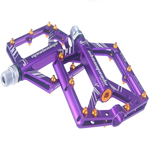 Mountain Bike Pedal : Hungrybubble Mountain Bike Pedal Wide 8 Bearing Pedal Aluminum Road Bike Pedal Fixed Gear Bicycle Pedal (Color : Purple)