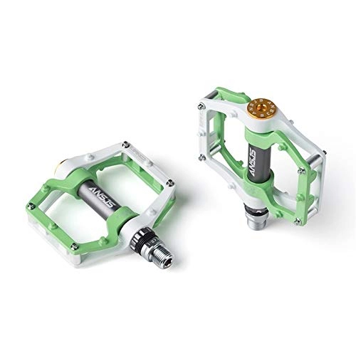 Mountain Bike Pedal : HUOGUOYIN Bicycle pedal Bike Pedals Fit For MTB BMX Sealed Bearing Bicycle Pedals 9 / 16" Aluminum Alloy Road Mountain Bike Cycling Pedals (Color : Green)