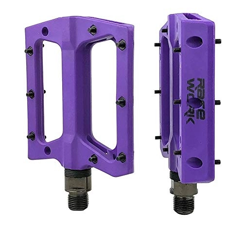 Mountain Bike Pedal : HUOGUOYIN Bicycle pedal Fit For Concise Composite Fit For MTB Mountain Bicycle Pedals Nylon Fiber Big Foot Road Bike Bearing Pedales (Color : Purple)