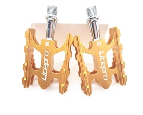 Mountain Bike Pedal : HUOGUOYIN Bicycle pedal Fit For Mountain Bike Pedal K3 Road Folding Bicycle Ultralight Aluminum Alloy 412 10.8 * 6.2mm Bearing Pedal Foot (Color : Gold)