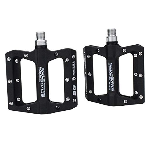 Mountain Bike Pedal : HUOGUOYIN Bicycle pedal Nylon Fiber Ultra-light Fit For Mountain Bike Pedal 4 Colors Big Foot Road Bike Bearing Pedals Cycling Parts (Color : BLACK)