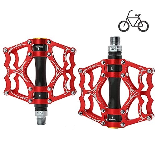 Mountain Bike Pedal : HWHSZ Bike Pedals, 3 Bearing Mountain Bike Pedals Ultralight Aluminum Alloy CNC Cycling Sealed Flat Pedals BMX MTB Cycling Bicycle Accessories, 1Pair, A