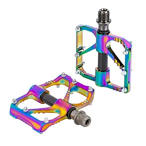 Mountain Bike Pedal : HWQJR Bicycle Pedals, Bicycle Pedals Sanpai Lin Bearing Aluminum Alloy CNC Mountain Bike Colorful Pedals, Suitable for Bicycles / Mountain Bikes, Black, R87CY, L