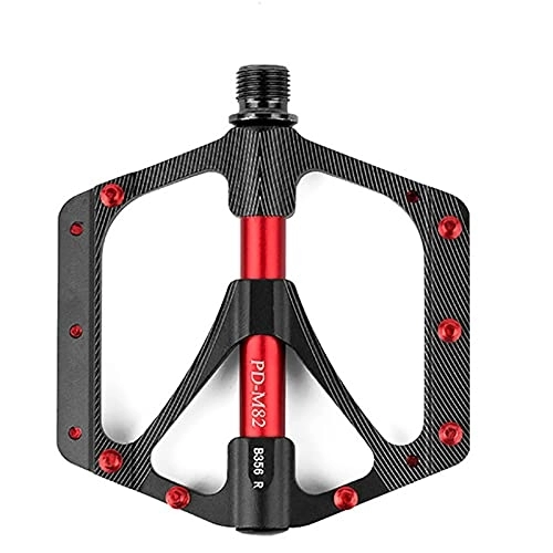Mountain Bike Pedal : HWQJR Mountain Bike Pedals, Aluminum Alloy Polished Bearing Pedals, 3 Bearing Wide Riding Pedals, Suitable for Mountain Bikes / Bikes, Black And Red