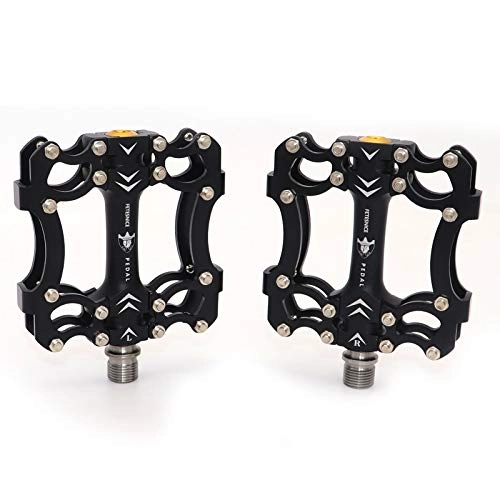 Mountain Bike Pedal : HXYIYG Bike Pedals, Road Bike Pedals 3 Bearings Mountain Bike Pedals Platform Bicycle Flat Alloy Pedals 9 / 16" Pedals Non-Slip Alloy Flat Pedals (Color : HM Black)