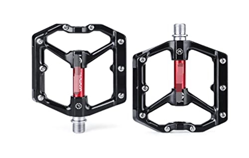 Mountain Bike Pedal : HYE XINGSTOR CX930 Road Mountain Bike Bicycle Cycling Wide Flat Pedal Aluminium Alloy 3 Sealed Bearings Removable Antiskid Cleats (Color : Black Red)