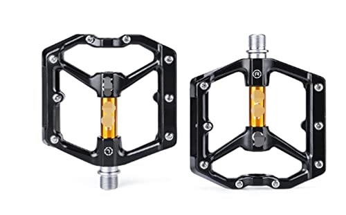 Mountain Bike Pedal : HYE XINGSTOR Mountain Bike Road Bike Pedal Wear-resistant Non-slip Aluminum Alloy Pedal with Reflector Bicycle Accessories (Color : Black yellow)