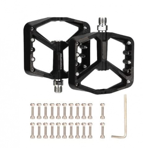Mountain Bike Pedal : HYE XINGSTOR Non-Slip Bicycle Pedal 9 / 16 inch Nylon Fiber Mountain Bike Pedals Lightweight Bearing Pedal With 10 Anti-Skid Pins Fit For Mountai (Color : DBAXCXDC-BLACK)