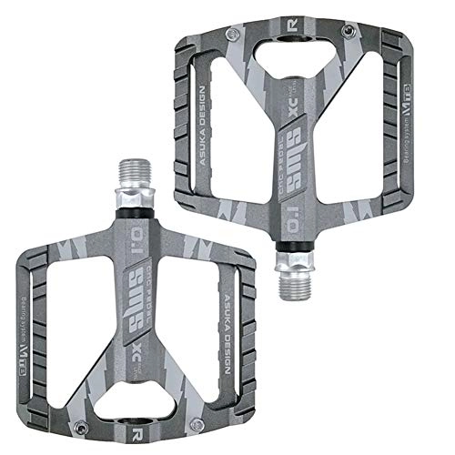Mountain Bike Pedal : HYISHION Bike Bicycle Pedals, Lightweight Non-Slip, Cycling Pedal for 9 / 16 Road Mountain BMX MTB Bike Six colors, Silver