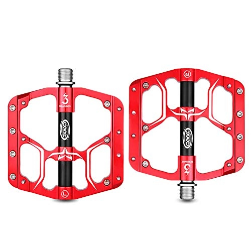 Mountain Bike Pedal : HYISHION Bike Pedals 9 / 16 Cool Looking Great Performance Sealed Bearing Mountain Bicycle Pedals Aluminum Alloy Road Bike Pedals, Red