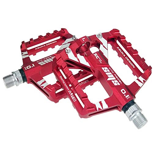 Mountain Bike Pedal : HYISHION Mountain Bike Pedal 9 / 16 Inch Non-Slip Road Cross-Country Bike Pedal Aluminum Alloy Non-Slip Durable Bicycle Pedal Six Colors Can Choose, Red