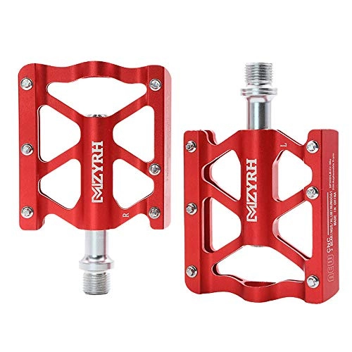 Mountain Bike Pedal : HYJSA Bike Pedals Cr-Mo CNC Machined Lightweight Aluminum for Bicycle Mountain Bike / MTB Road Bike Fixed Gear Bicycle Sealed Bearing Pedals 9 / 16 inch, Red