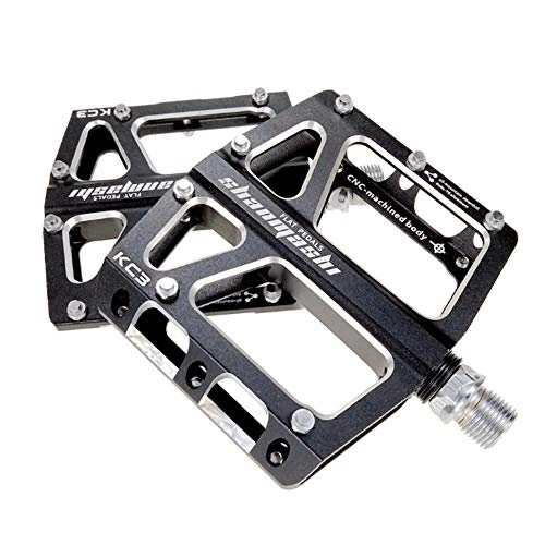 Mountain Bike Pedal : HYJSA Mountain bike pedal bicycle, 3 bearing Wide and flat bicycle pedals New Aluminum Antiskid Durable MTB BMX Cycling Bicycle Pedals