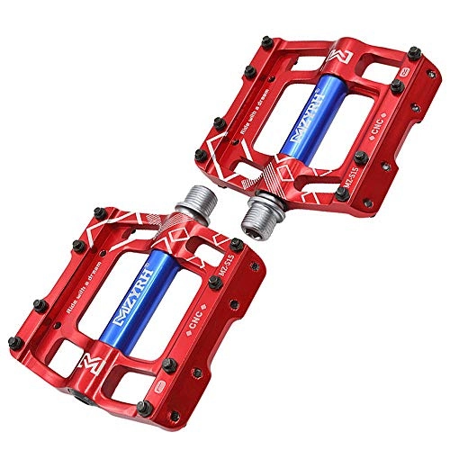 Mountain Bike Pedal : HYJSA Mountain Bike Pedals Cycling Aluminium Alloy CNC Ultralight Accessories pedals bike road Hollow-out Bike Pedals 9 / 16 inch, Red