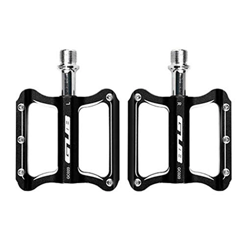 Mountain Bike Pedal : HYYSH Bicycle Pedals Aluminum Alloy Mountain Bike Pedals Bearing Universal Road Bicycle Accessories (Color : Black)