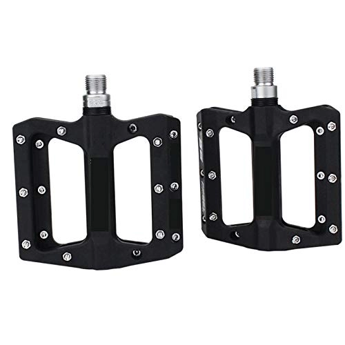 Mountain Bike Pedal : iDWF Bicycle Pedals Nylon Fiber Ultra-light Mountain Bike Pedal 4 Colors Big Foot Road Bike Bearing Pedals Cycling Parts (Color : BLACK)