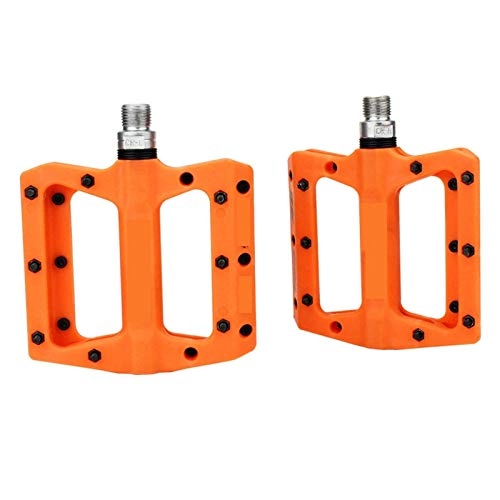Mountain Bike Pedal : iDWF Bicycle Pedals Nylon Fiber Ultra-light Mountain Bike Pedal 4 Colors Big Foot Road Bike Bearing Pedals Cycling Parts (Color : ORANGE)