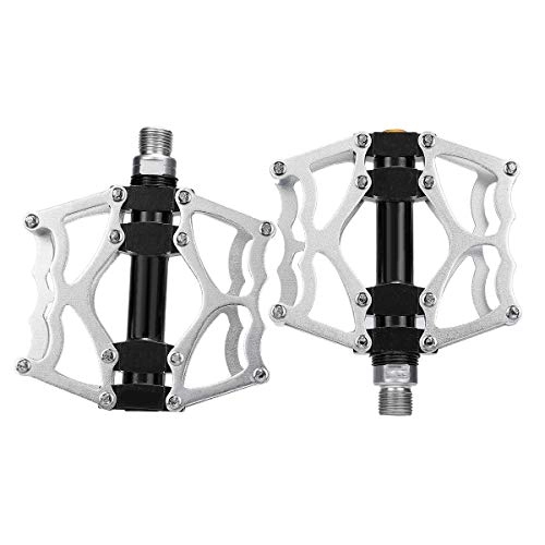 Mountain Bike Pedal : iFCOW 1 Pair Aluminium Alloy Mountain Bike Road Bicycle Lightweight Pedals Replacement (Silver)