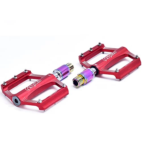 Mountain Bike Pedal : IIIL Mountain Bike Pedals, Bicycle Pedal with Pedal Extension, 9 / 16" Aluminum Alloy Road Bike Pedals, with Removable Non-Slip Spikes, red