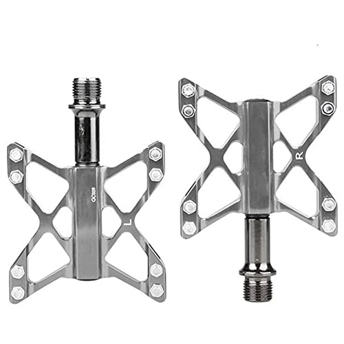 Mountain Bike Pedal : IIIL Mountain Bike Platform Pedals, 9 / 16" Aluminum Alloy Mountain Bicycle Pedals, Ultralight Non-Slip Sealed Bearings Pedals, 3 Bearings, for Road Mountain MTB Bikes City Bikes, Silver