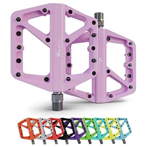 Mountain Bike Pedal : IMPALAPRO - Bike Pedals Nylon Fiber Selaed Bearing 9 / 16" - Non-Slip MTB pedals - Lightweight and Wide Flat Platform cycling Pedals for BMX Road MTB E-Bike (Lilac)