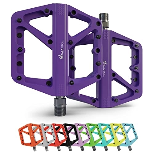 Mountain Bike Pedal : IMPALAPRO - Bike Pedals Nylon Fiber Selaed Bearing 9 / 16" - Non-Slip MTB pedals - Lightweight and Wide Flat Platform cycling Pedals for BMX Road MTB E-Bike (Purple)