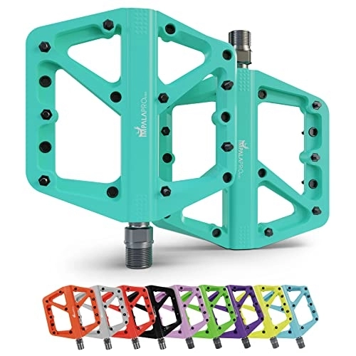 Mountain Bike Pedal : IMPALAPRO - Bike Pedals Nylon Fiber Selaed Bearing 9 / 16" - Non-Slip MTB pedals - Lightweight and Wide Flat Platform cycling Pedals for BMX Road MTB E-Bike (Turquoise)