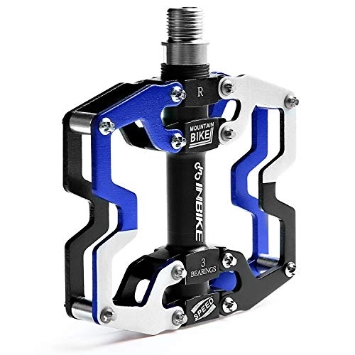 Mountain Bike Pedal : INBIKE Mountain Bike Pedals Road MTB Cycle exercise Bicycle Pedal Mens CNC Machined Aluminum Alloy Wide Platform Biking Blue