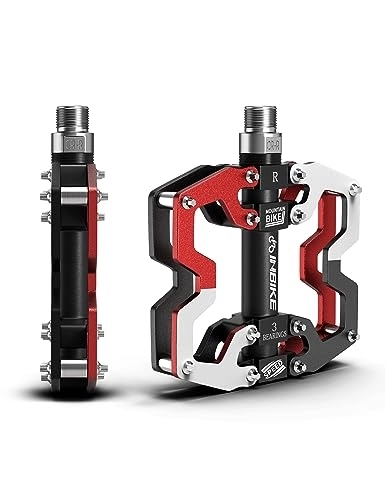Mountain Bike Pedal : INBIKE Mountain Bike Pedals Road MTB Cycle exercise Bicycle Pedal Mens CNC Machined Aluminum Alloy Wide Platform Biking Red