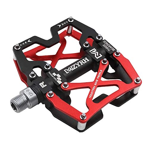 Mountain Bike Pedal : iPawde 1 Pair Mountain Bike Pedals, Ultra Strong Colorful CNC Machined 9 / 16" Cycling Sealed 3 Bearing Pedals (Black Red)