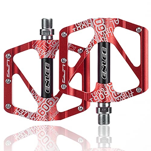 Mountain Bike Pedal : isolmir Mountain Bike Pedals, Aluminum Alloy MTB Pedals, Adult 9 / 16" Sealed Bearing Road Metal Bicycle Pedal, Lightweight Cycling Pedal for BMX / MTB, Red