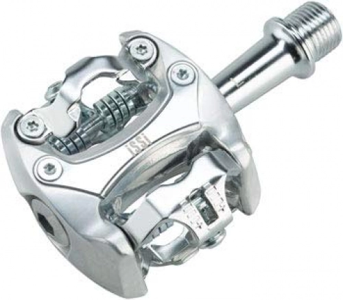 Mountain Bike Pedal : iSSi - Flash II SPD Compatible 9 / 16" Bicycle Pedals, for Road and Mountain Bikes, Silver Dollar