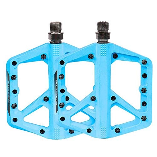 Mountain Bike Pedal : JBHURF Bicycle Pedal Bearing Pedal Mountain Bike Nylon Pedal Bike Accessories Riding Equipment 9 / 16 inch Suitable for Mountain Bike BMX and Folding Bike (Color : Blue)