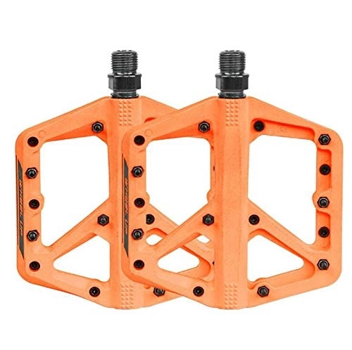 Mountain Bike Pedal : JBHURF Bicycle Pedal Bearing Pedal Mountain Bike Nylon Pedal Bike Accessories Riding Equipment 9 / 16 inch Suitable for Mountain Bike BMX and Folding Bike (Color : Orange)