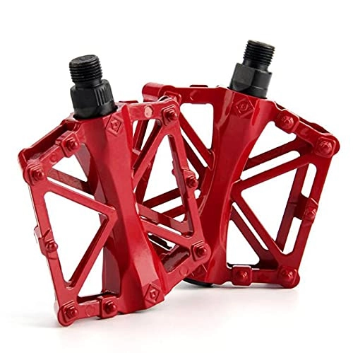 Mountain Bike Pedal : JBHURF Dead fly mountain bike pedals are lightweight, aluminum alloy non-slip bearings, pedals, pedals, non-slip bearings, pedal platforms, sealed bearing shafts, 9 / 16 inches (Color : Red)