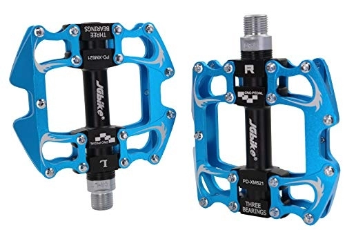 Mountain Bike Pedal : JGbike PD-XM521 mtb Pedals, CNC mountain bike pedals, Non-Slip platform pedals, 9 / 16" sealed 3 Bearing bicycle flat Aluminum pedals