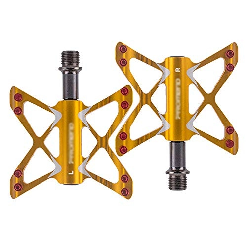 Mountain Bike Pedal : JHDUID Mountain Bike Pedals Bicycle Pedal, 3 Sealed Bearing Aluminum Alloy Pedal Lightweight Butterfly Shape Bicycle Flat Pedals 9 / 16 Road MTB Bike Cycling Pedals, Yellow