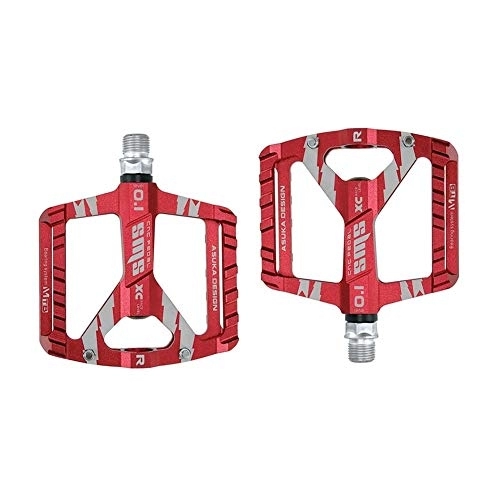 Mountain Bike Pedal : JHYS Anti-Slip Durable Bicycle Pedals, 1Pair Ultra-Light Bicycle Road Mountain Bike Pedals Aluminum Alloy Anti-Slip Universal Bicycle Pedals For Bike Accessories (Red)