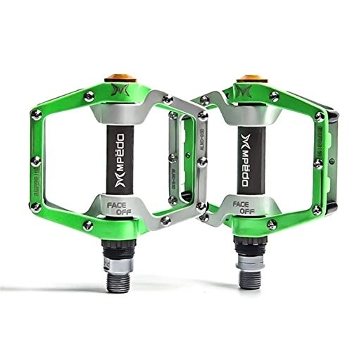Mountain Bike Pedal : JHYS Anti-Slip Durable Bicycle Pedals, Flat Bike Pedals Road 2 Sealed Bearings Bicycle Pedals Mountain Bike Pedals Wide Platform pedales Bike Adapter Parts (Green)