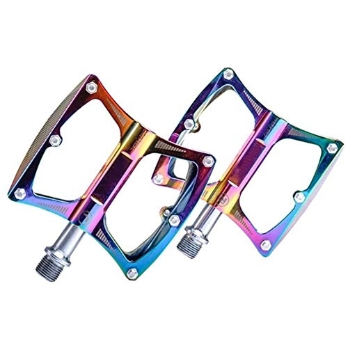Mountain Bike Pedal : JHYS Anti-Slip Durable Bicycle Pedals, Rainbow Bicycle Pedals Ultralight Mountain Cycling Pedals Anti-slip Aluminum Alloy Bearing Bike Pedal Bike Accessories (YL192147 M01)