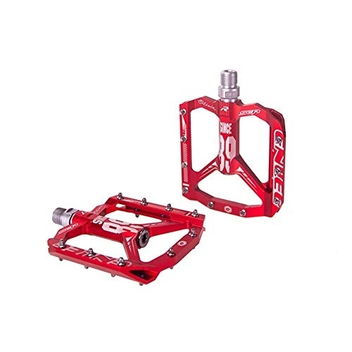 Mountain Bike Pedal : JHYS Anti-Slip Durable Bicycle Pedals, Ultralight Bicycle Pedal All CNC DH XC Mountain Bike Pedal Material DU Bearing Aluminum Pedals Clipless Pedals (Red)