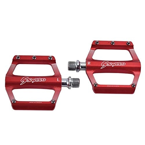 Mountain Bike Pedal : JHYS Cycle Platform Pedal, Road Bike Pedals 1Pair Sealed Bearing Mountain Bicycle Pedals Lightweight Aluminum Alloy Colorful Cycling Pedal (Red)
