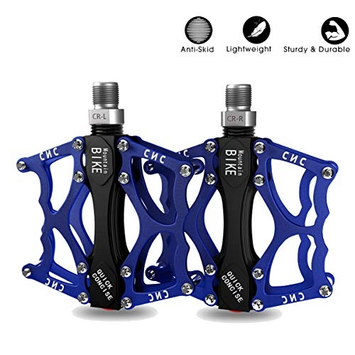 Mountain Bike Pedal : Jiahe 9 / 16 Anti-Skid Bike Pedals for MTB Mountain Road bicycle, Universal Lightweight Aluminum Alloy Sealed Bearing Pedal for Travel Cyclo-Cross Bikes (Blue)