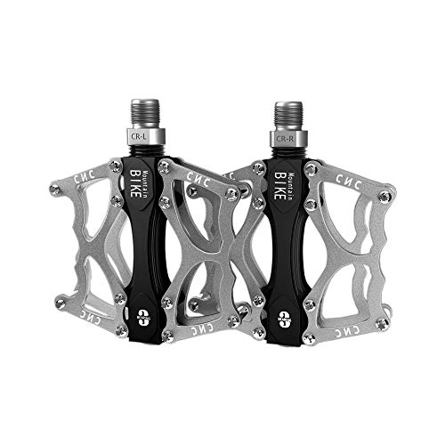 Mountain Bike Pedal : JIAHE Mountain Bike Pedals 1-Pair Lightweight Aluminum Alloy Anti-Skid Durable Bicycle Pedal 3 Palin 9 / 16 Inch Sealed Bearing Pedals (Silver)